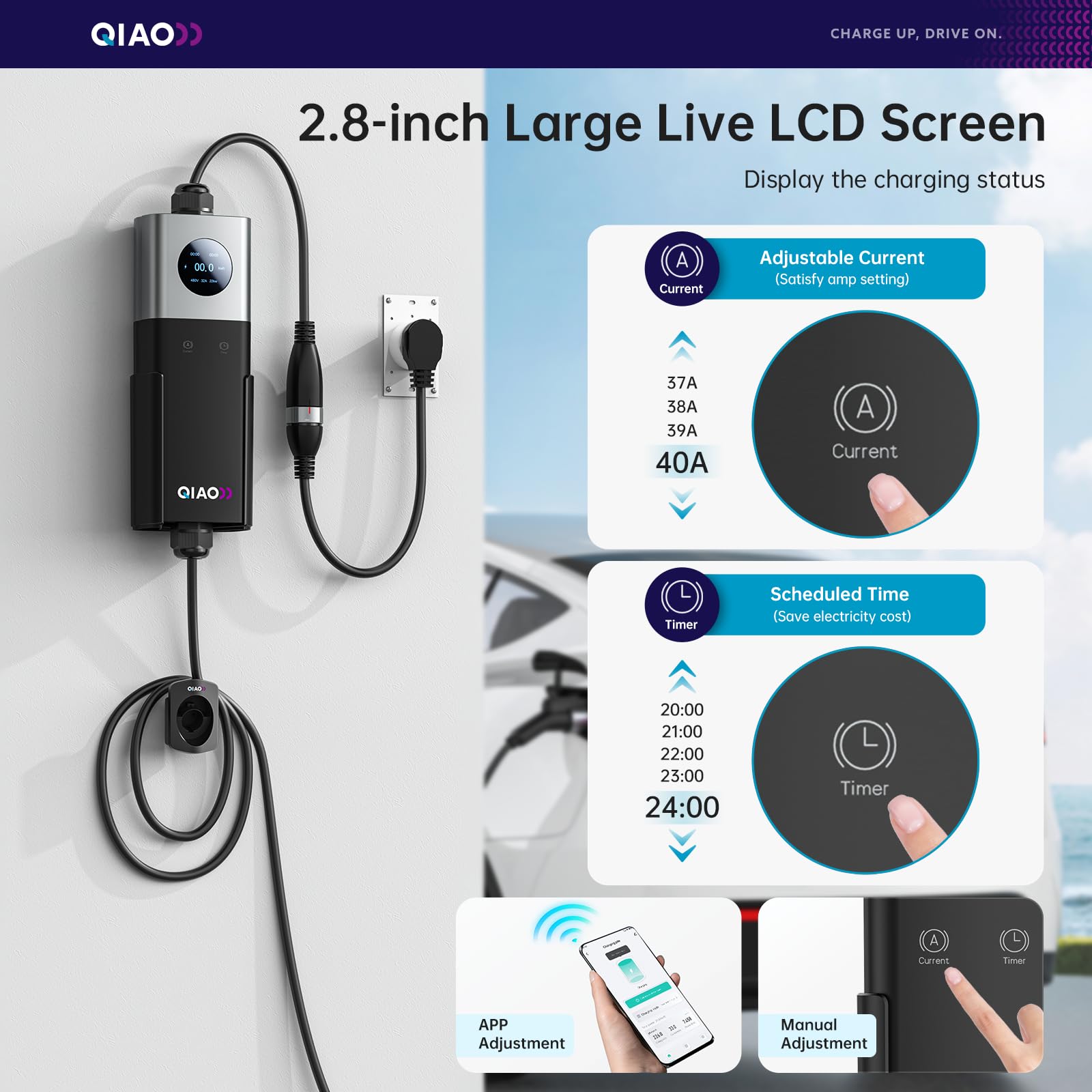 QIAO Level 2 EV Charger SAE J1 - đánh giá và giá Portable Ev Charger