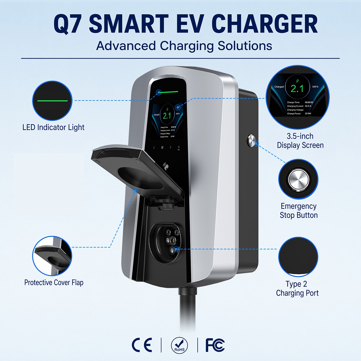 7.4KW Type2 EV Charger Socket  - đánh giá và giá Home Ev Charger